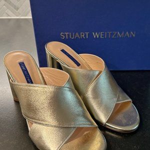 Stuart Weitzman Metallic Gold Slides